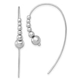 Sterling Silver Rhodium-plated Polished Graduated Beads Threader Earrings